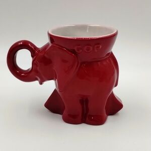 Frankoma 1984 GOP Republican Political Mug, Red Elephant, Reagan…